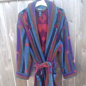 Lands End x vintage Terry robe aztec southwestern blanket print mens large